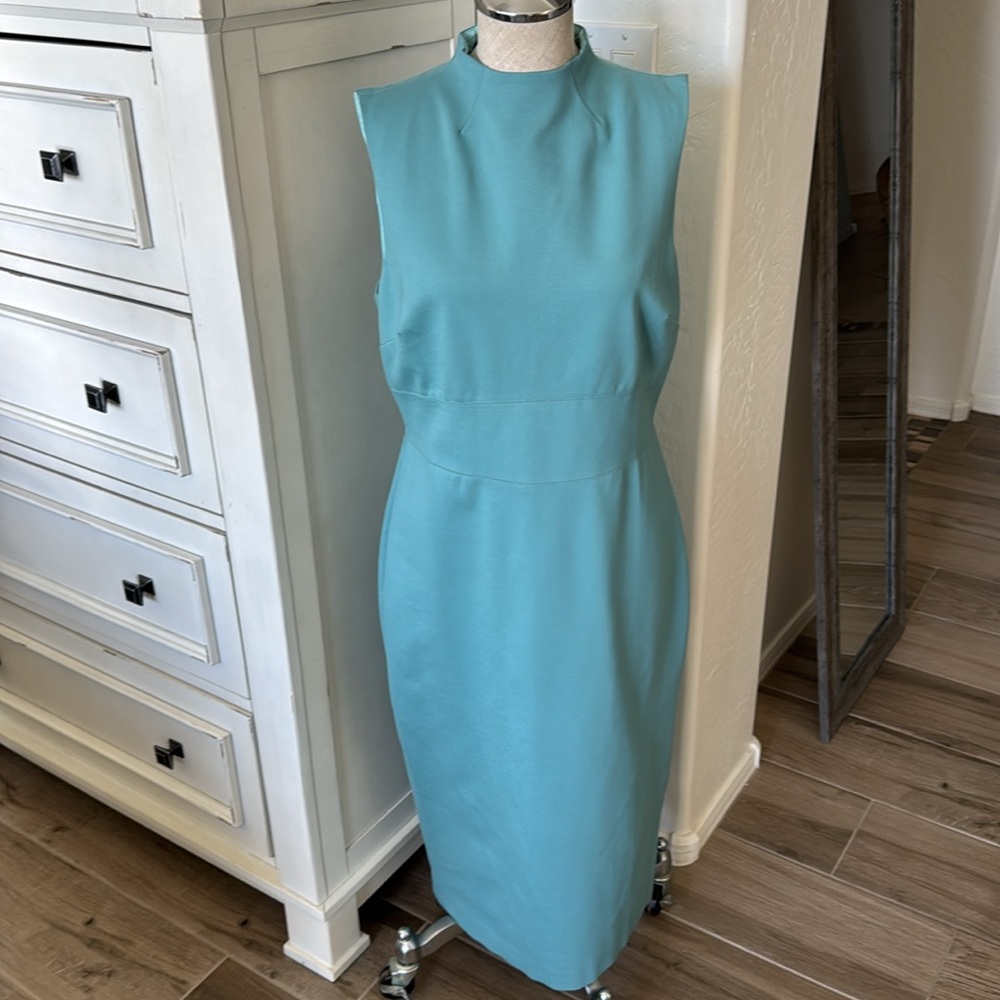 NWOT J.Crew 365 12 J8008 Mock Neck Sheath Midi Stretch Ponte Dress